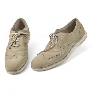 Cole Haan Lunargrand Wingtip Cream Beige Suede Shoes C24917  Mens Size 10 M